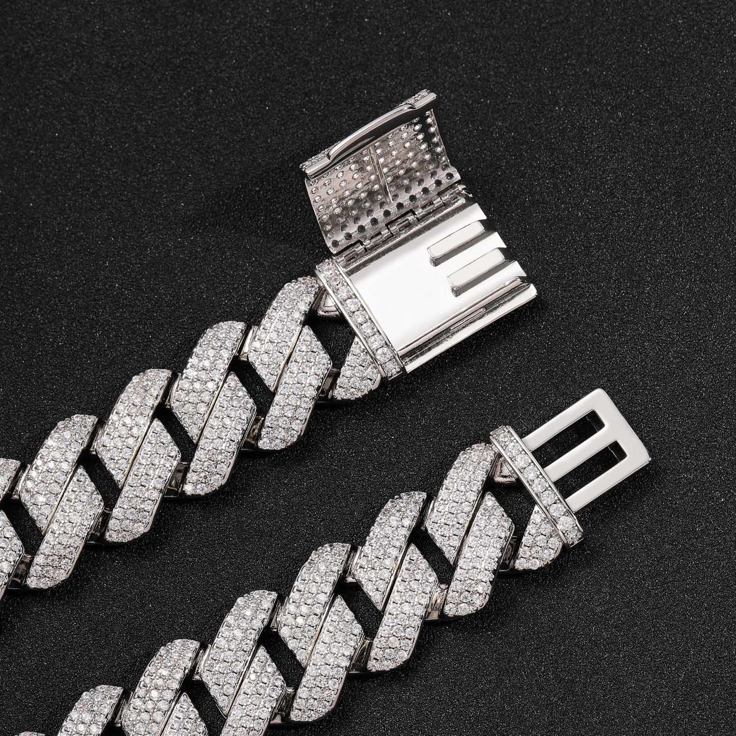 Hip Hop 20mm Three Row Brass Micro Pave ZIrcon Cuban Link Chain Thick Rhombus Full Diamond Men Necklace Jewelry