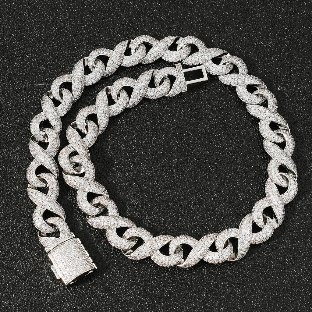 New Arrival 8 Character Infinite Chain Cuban Link Chain Micro Pave Zircon Trendy Hip Hop Necklace Jewelry