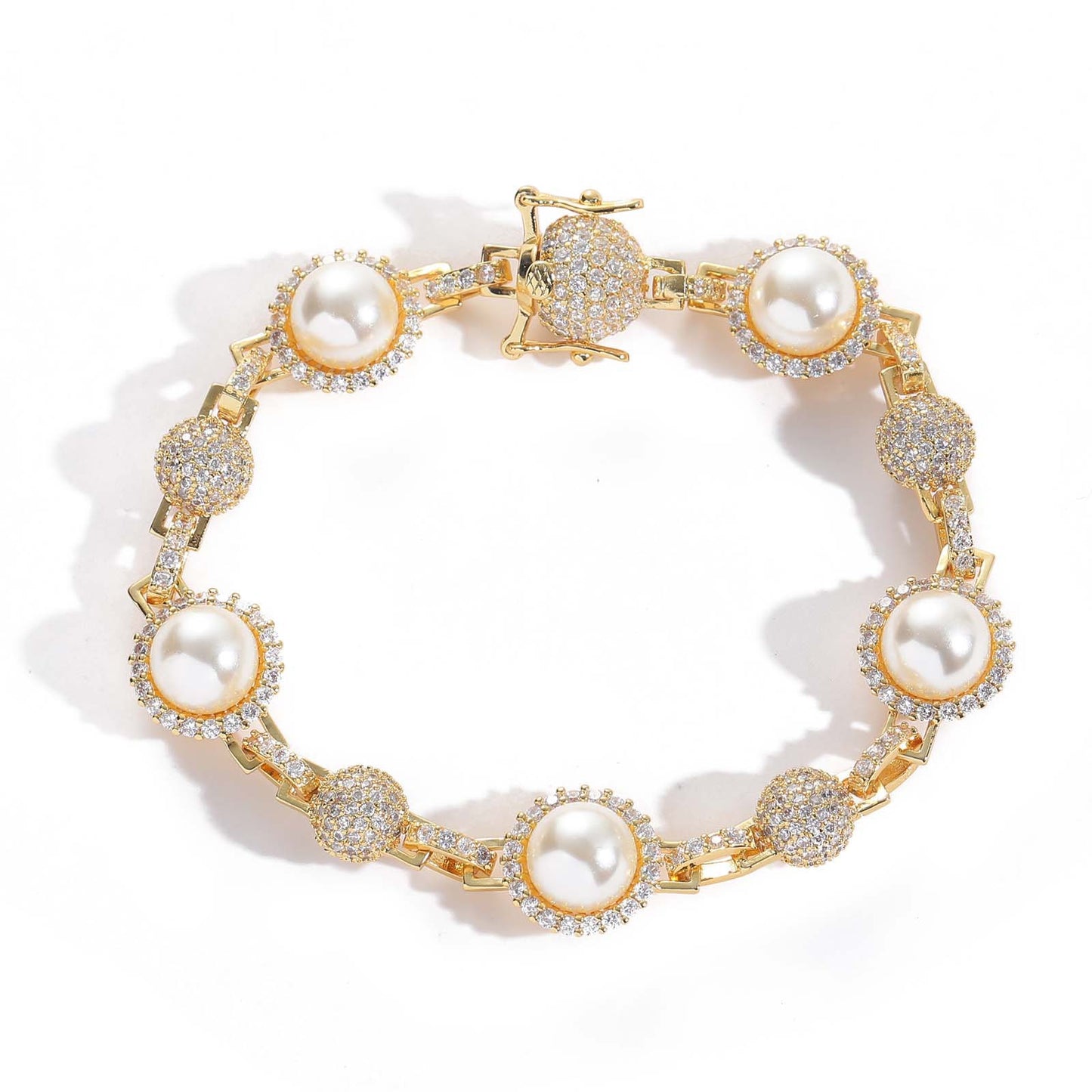 New Arrival Hip Hop Diamond Pearl Necklace Men Fashion Hip Hop Necklace Jewelry