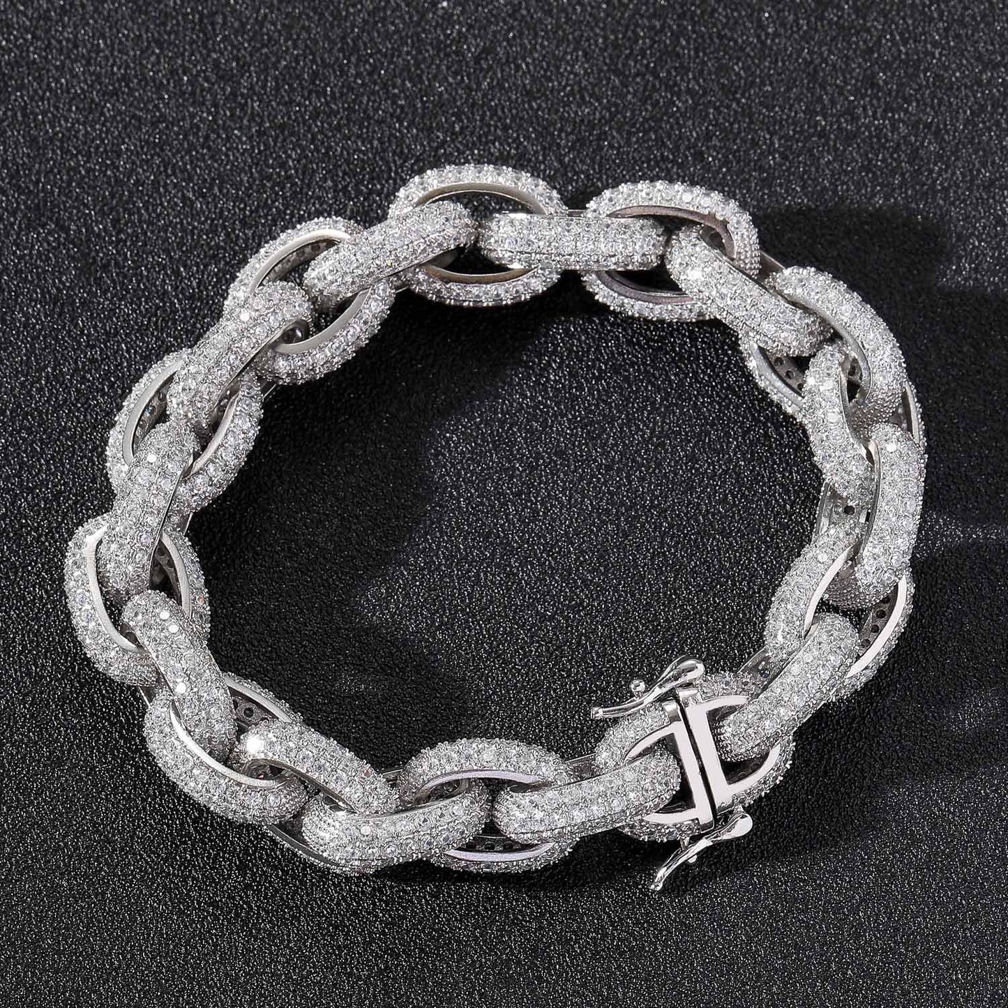 Products Hip Hop Bracelet O-Chain 13mm Micro Paved Zircon Cross Chain Men Jewelry