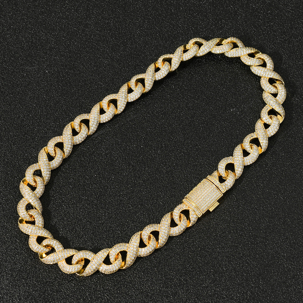 New Arrival 8 Character Infinite Chain Cuban Link Chain Micro Pave Zircon Trendy Hip Hop Necklace Jewelry
