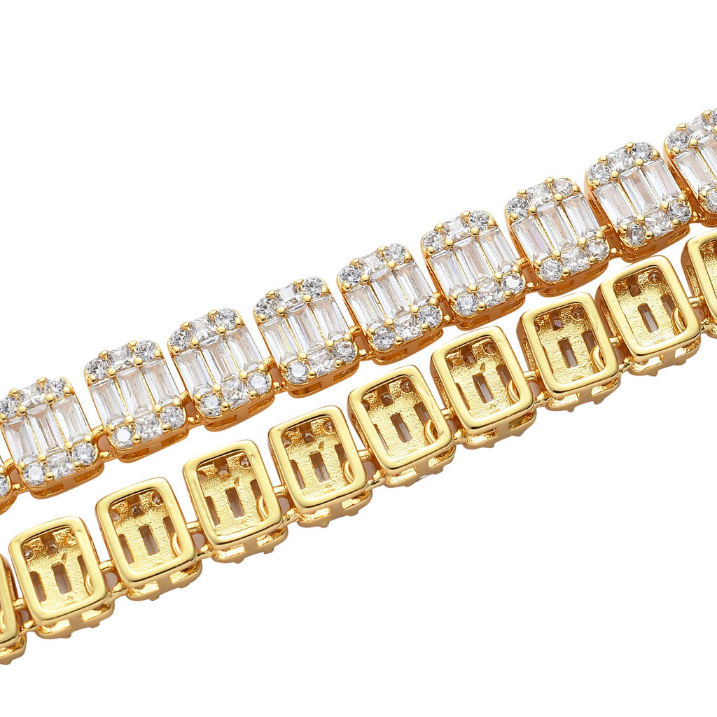 Hip Hop Zirconia Baguette Bracelet Mens Diamond Tennis Bracelet Singers Rappers Bling CZ Bracelets