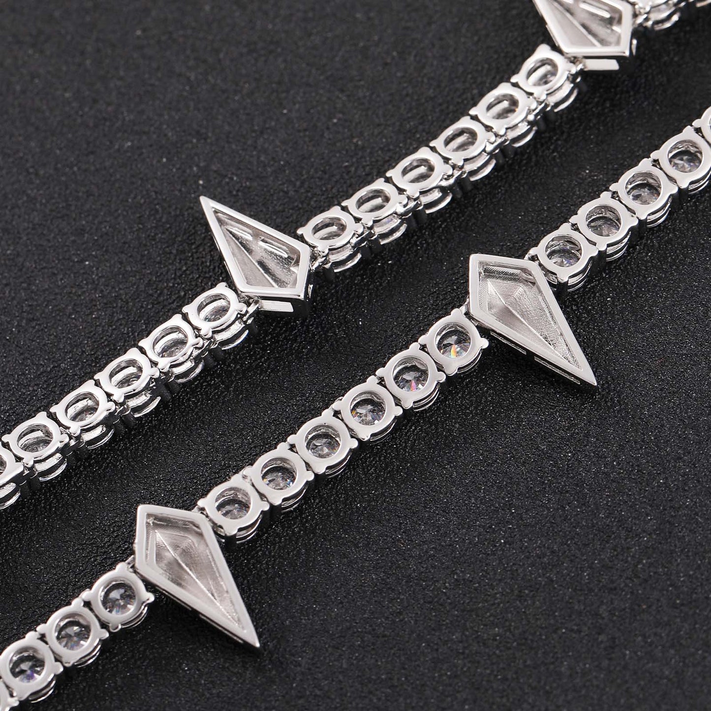 Hip Hop Bling 5mm Brass Plated Gold Zircon Tennis Chain Iced Out Wolf Tooth Cubic Zircon CZ Necklace Jewelry