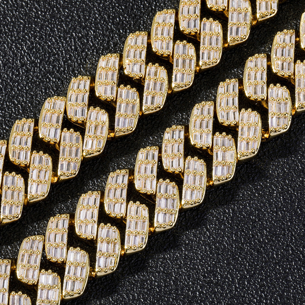 Hip Hop Jewelry Cheap Square Round Zircon Chain Mixed Diamond Cuban Link Chain Bracelet Fashion Style Jewelry