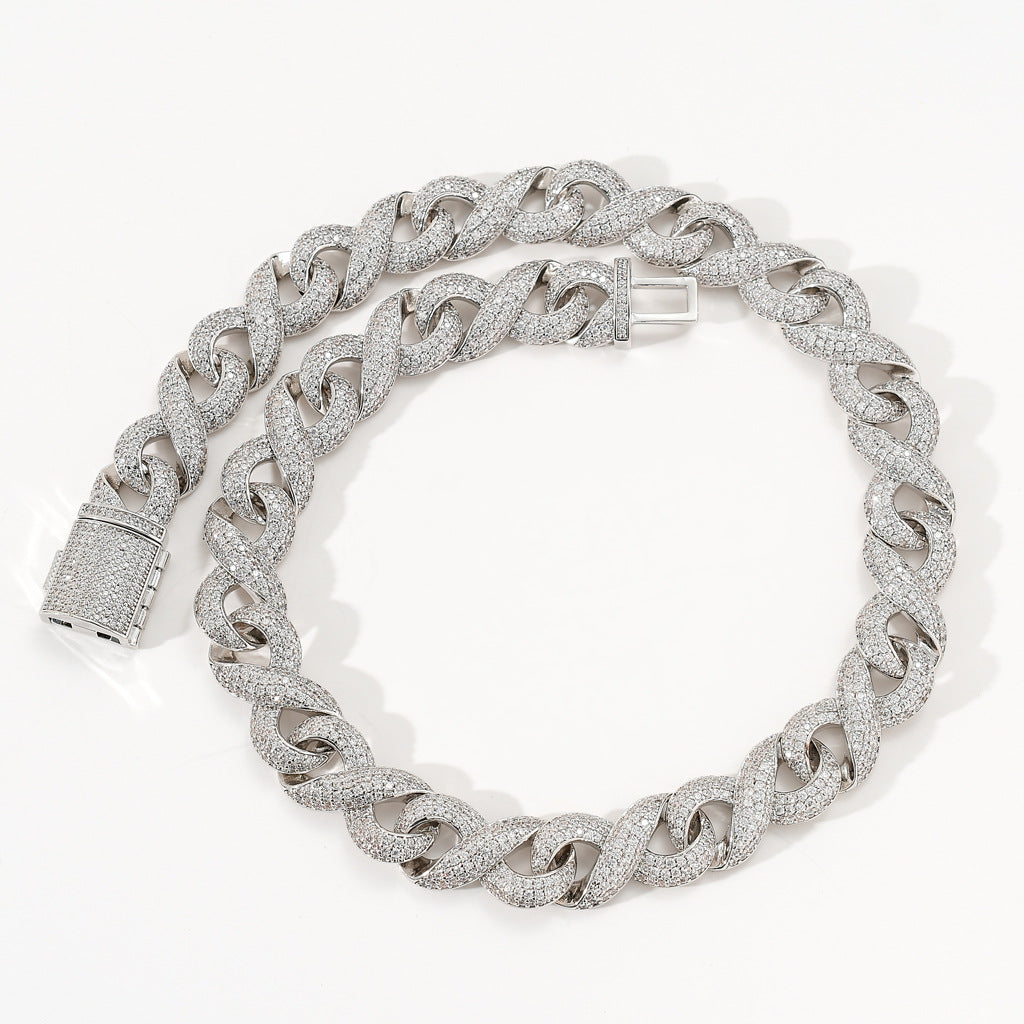 New Arrival 8 Character Infinite Chain Cuban Link Chain Micro Pave Zircon Trendy Hip Hop Necklace Jewelry