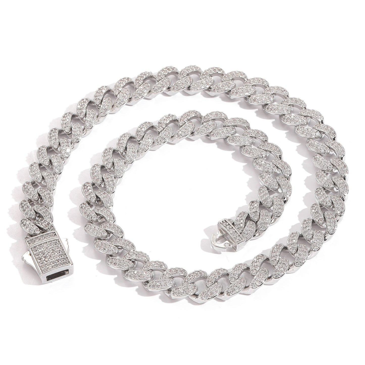 Hiphop 12mm Cuban Link Chain Micro Pave Zircon Necklace Personalized Trend Men Necklace Jewelry