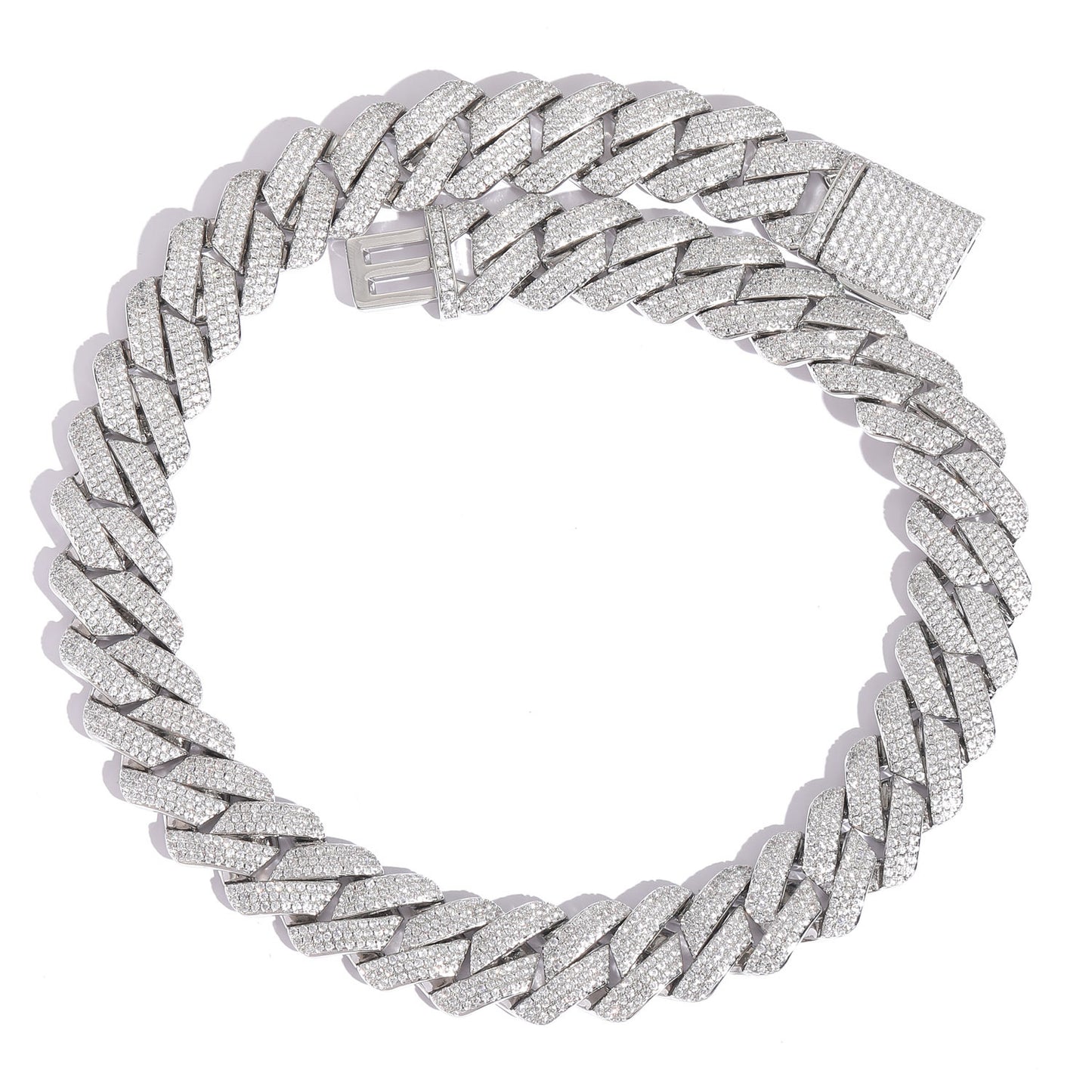 Hip Hop 20mm Three Row Brass Micro Pave ZIrcon Cuban Link Chain Thick Rhombus Full Diamond Men Necklace Jewelry