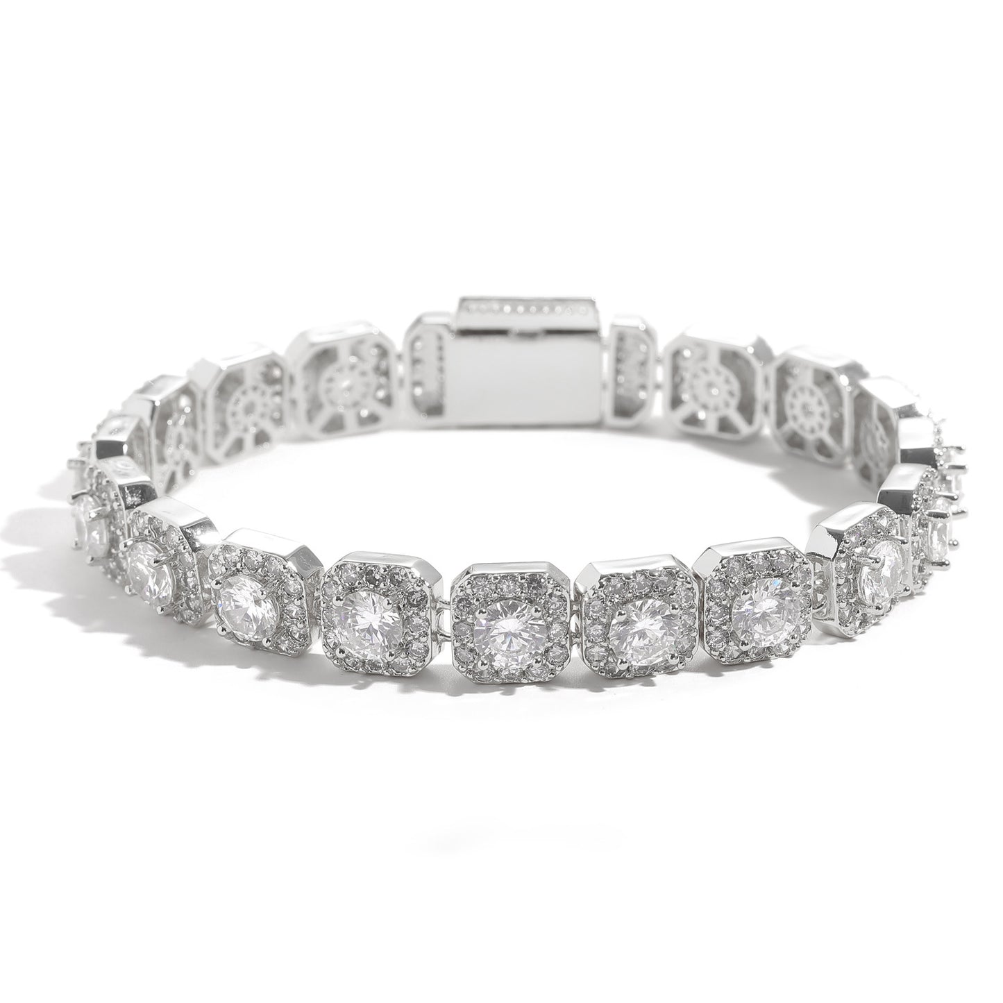 European American Hip Hop Bracelet 10mm Wide Rock Sugar Tennis Link Chain Micro Pave Full Zircon Flip Trend Men Bracelet Jewelry