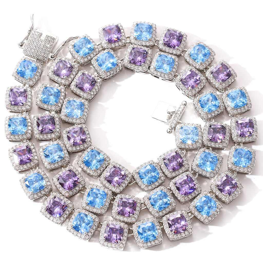 Hot Sale 10MM Square Miami Tennis Link Chain Necklace Jewelry
