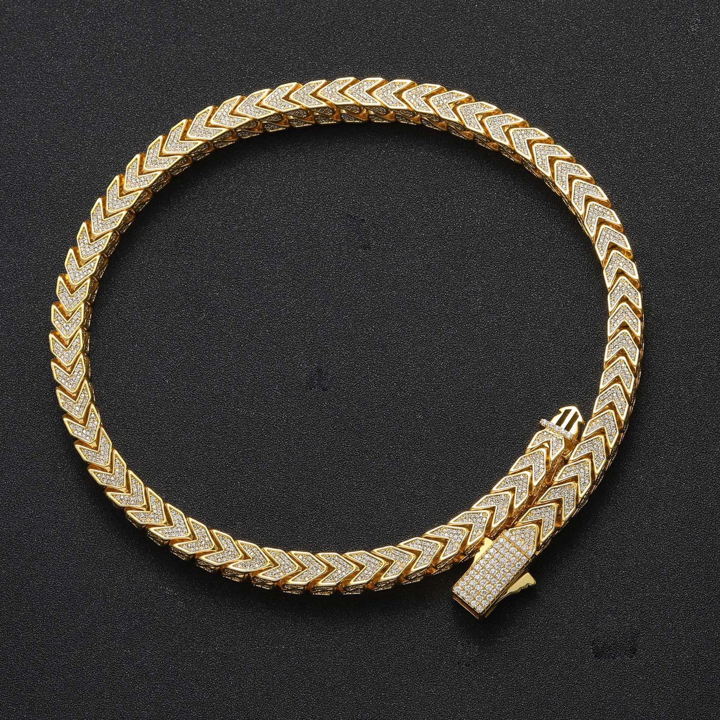 Hip Hop Chain Necklace 8mm Width V Shape Chains Iced Out Bling Bling Necklace Fashion Charm Jewelry