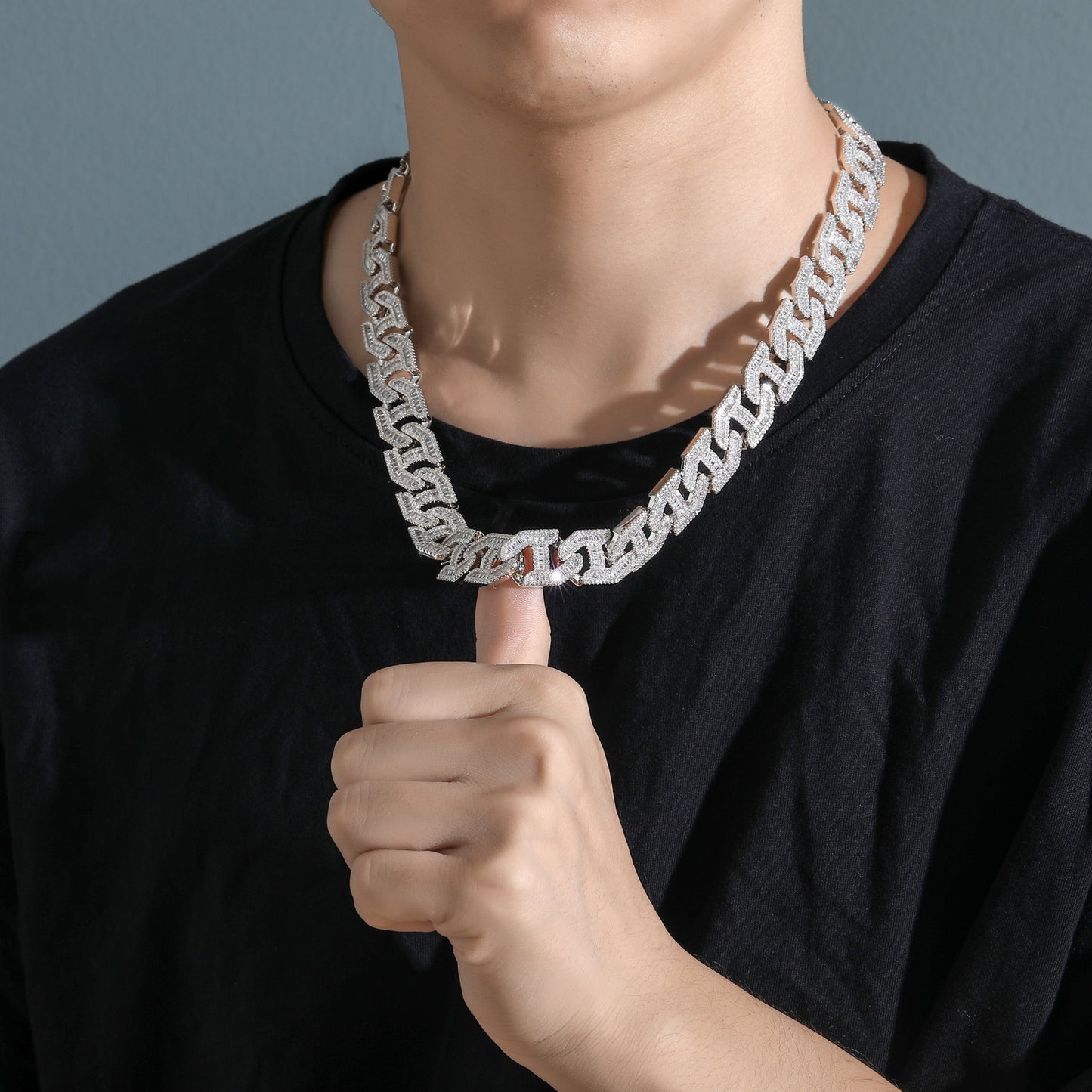 17MM Copper Zircon Wholesale Hip Hop Zircon Cuban Link Chain Gold Men Necklace 14K Diamond Jewelry Cuban Chain Necklace