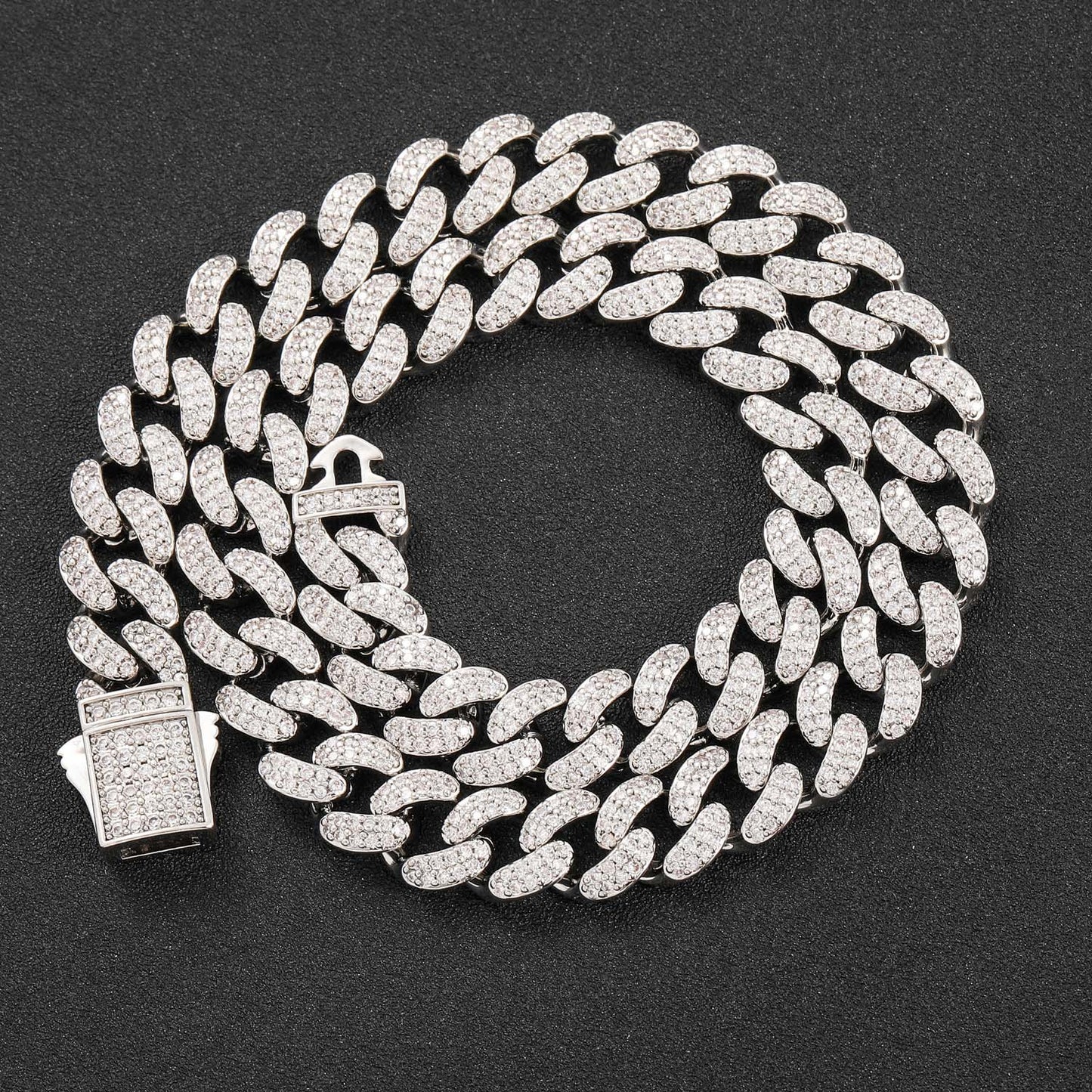 Hiphop 12mm Cuban Link Chain Micro Pave Zircon Necklace Personalized Trend Men Necklace Jewelry