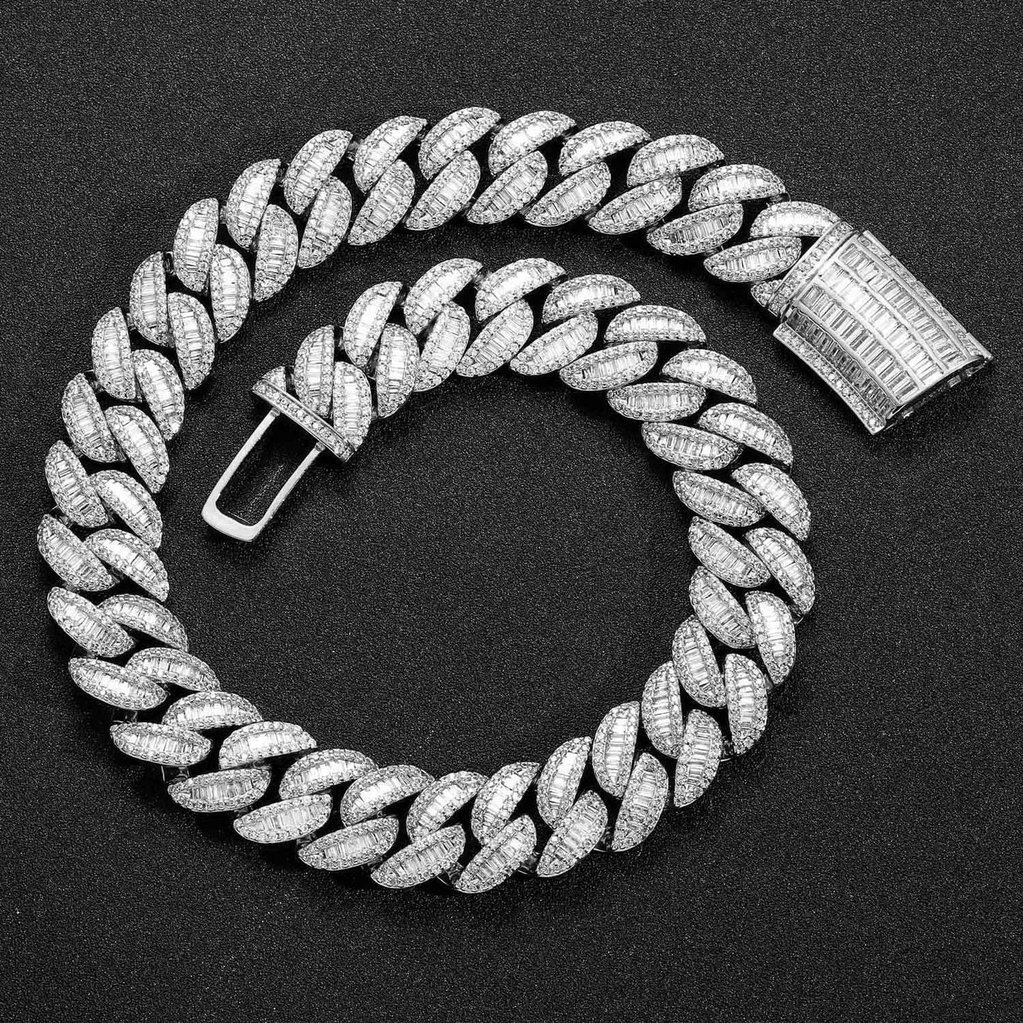Hip Hop 20MM Box Buckle Miami Heavy Industry Bar Cuban Link Chain Full Zircon Hip Hop Men Necklace Jewelry