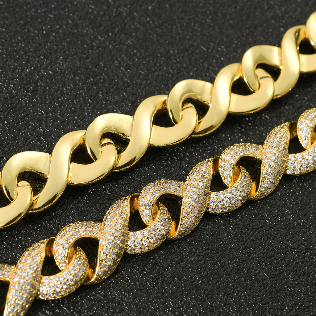 New Arrival 8 Character Infinite Chain Cuban Link Chain Micro Pave Zircon Trendy Hip Hop Necklace Jewelry