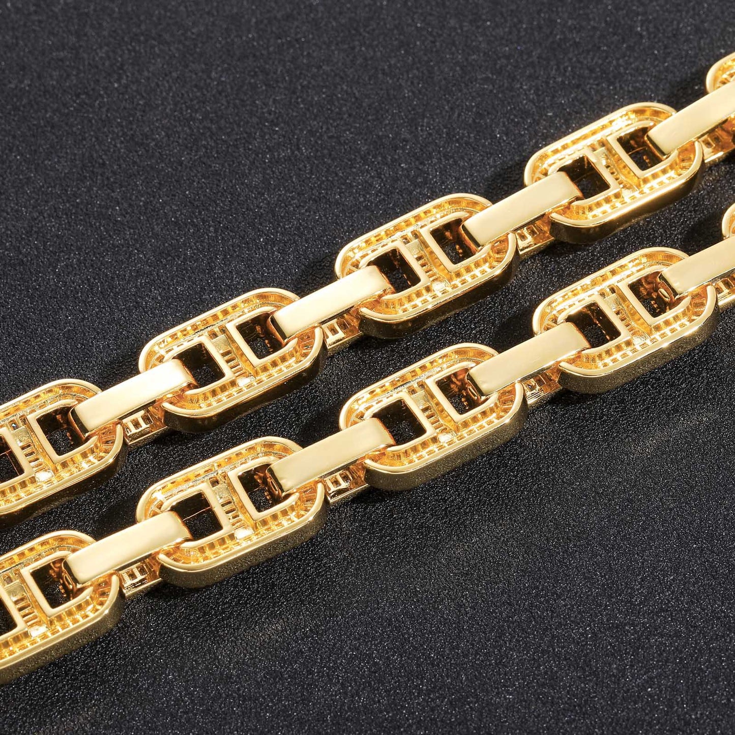 Products Hip Hop Coffee Bean Pig Nose Bracelet 15mmT Cubic Zirconia Clavicle Chain Rap Rapper Men Bracelet Jewelry