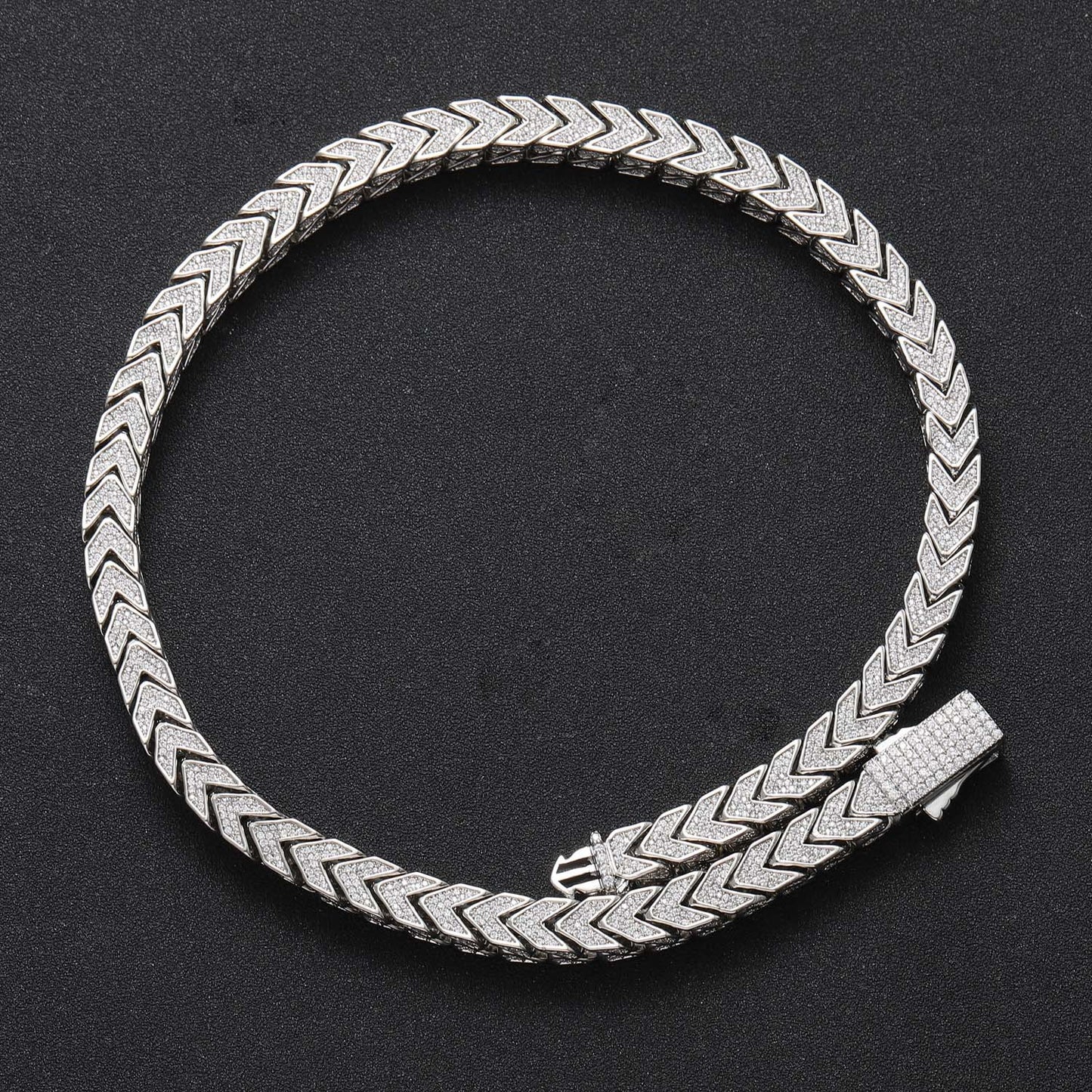 Hip Hop Chain Necklace 8mm Width V Shape Chains Iced Out Bling Bling Necklace Fashion Charm Jewelry