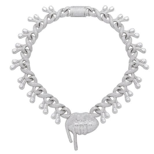 Men Lip Drooling Pendant Hip Hop Necklace Infinite Cuba Chain Full Zircon Necklace