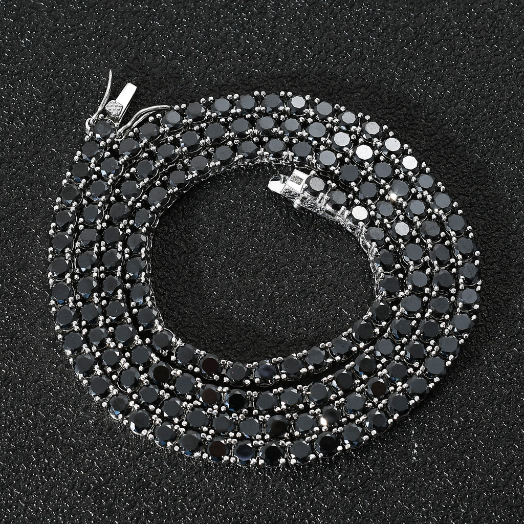 Hip Hop Tennis Chain 4mm Wide Black Zircon Single Row Zircon Fashion Brand Men Hip Hop Necklace Jewelry