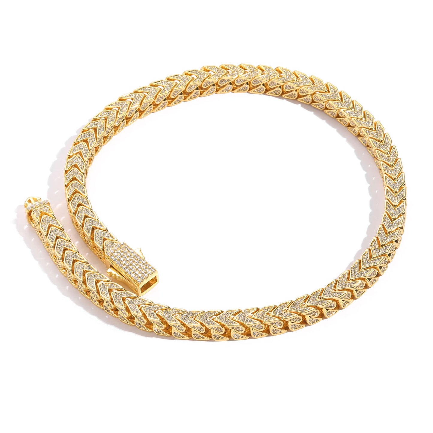 Hip Hop Chain Necklace 8mm Width V Shape Chains Iced Out Bling Bling Necklace Fashion Charm Jewelry