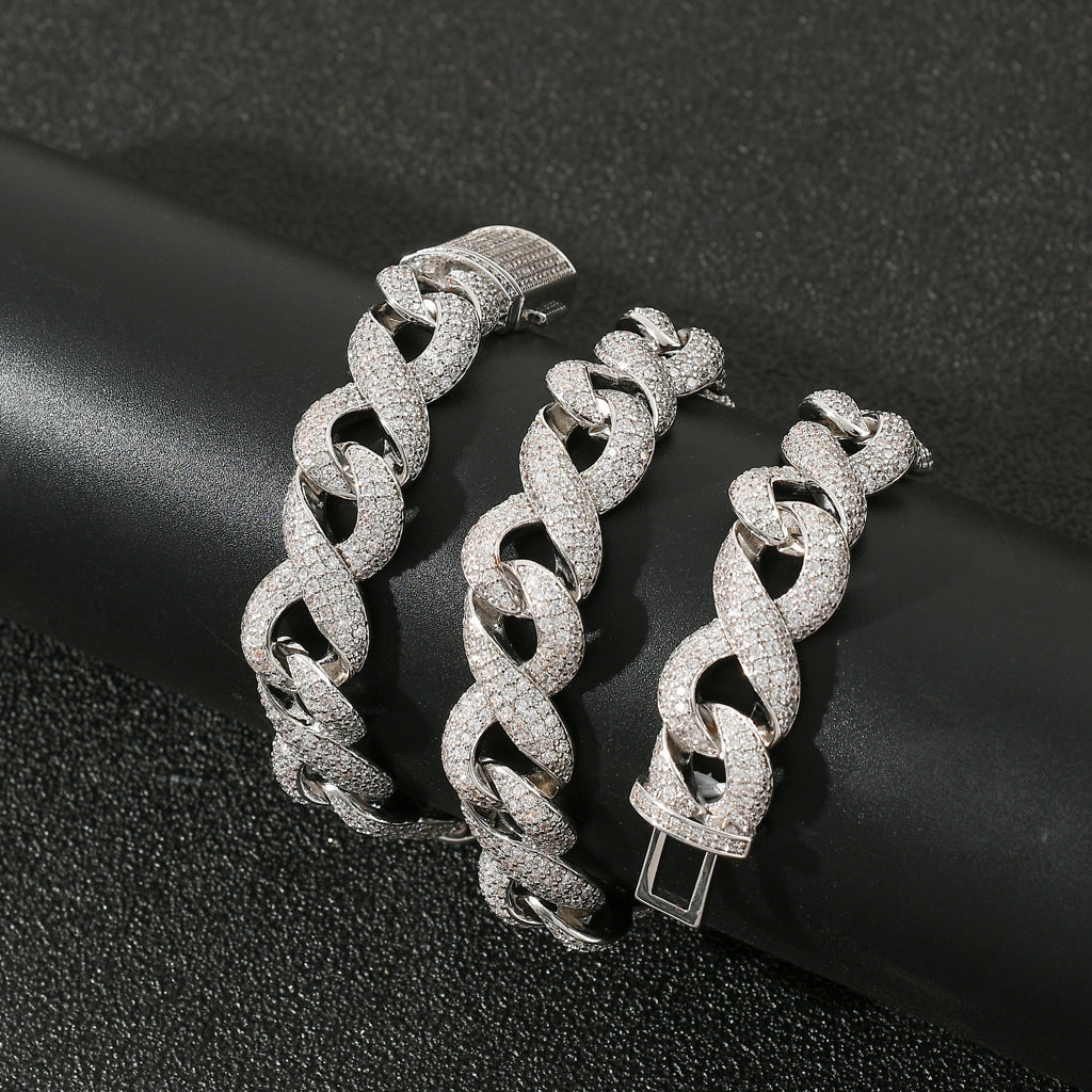 New Arrival 8 Character Infinite Chain Cuban Link Chain Micro Pave Zircon Trendy Hip Hop Necklace Jewelry
