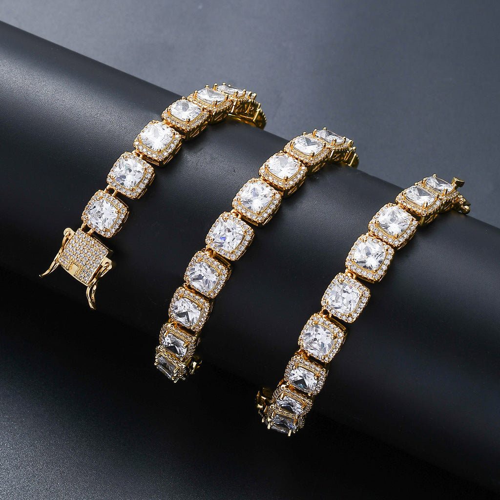 European American Hiphop Tennis Link Chain 10mm Micro Pave Zircon Necklace Men Necklace Personality Fashion Jewelry