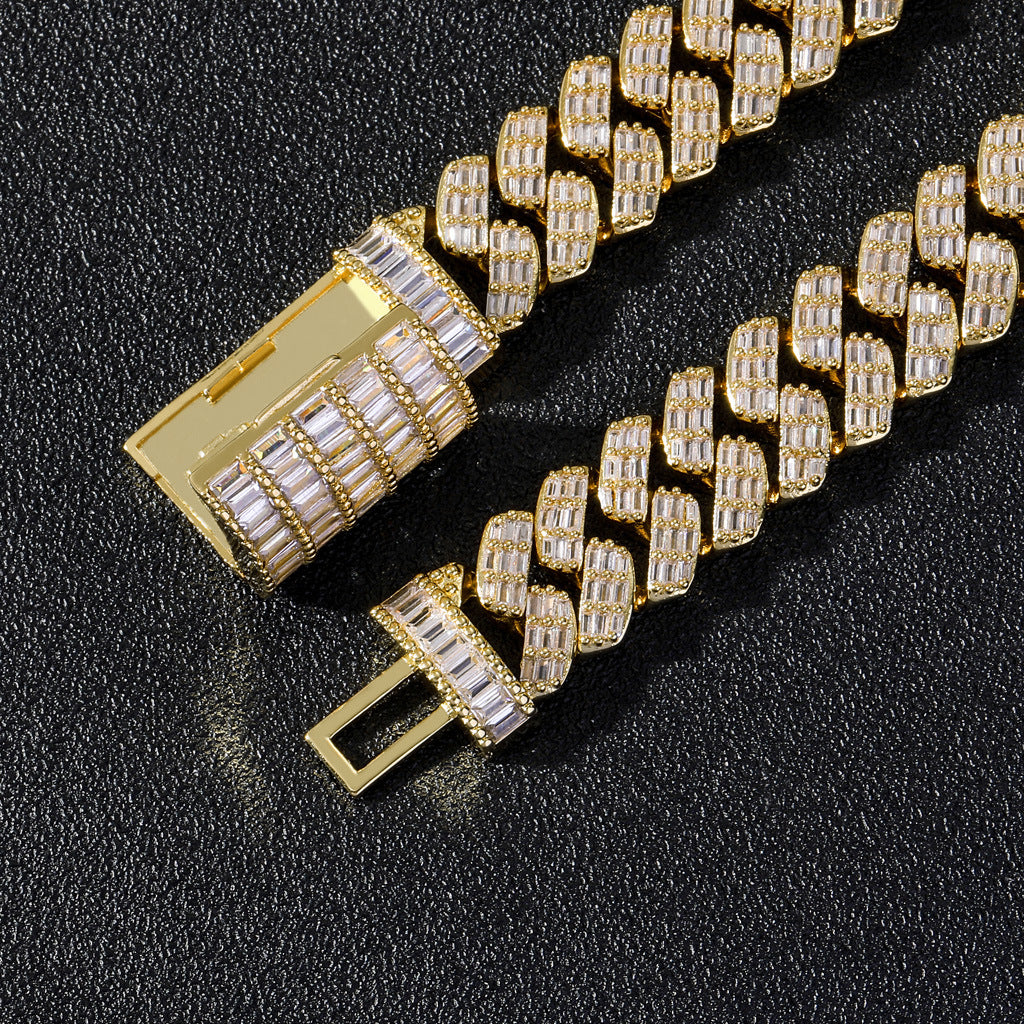 Hip Hop Jewelry Cheap Square Round Zircon Chain Mixed Diamond Cuban Link Chain Bracelet Fashion Style Jewelry
