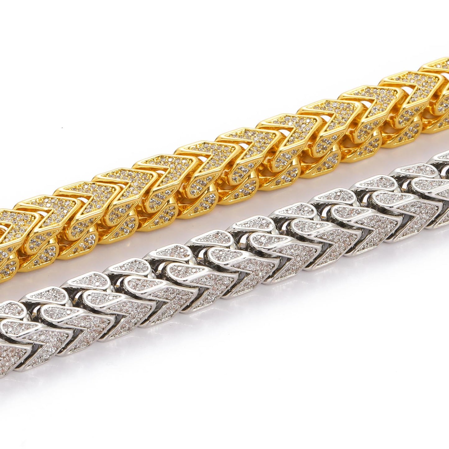 Hip Hop Chain Necklace 8mm Width V Shape Chains Iced Out Bling Bling Necklace Fashion Charm Jewelry
