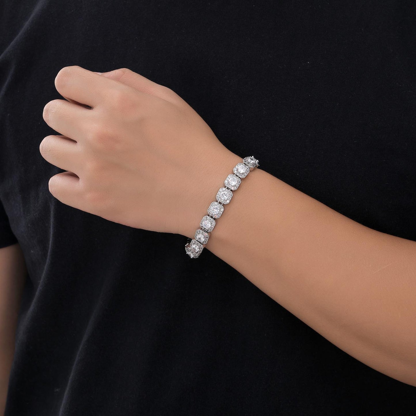 European American Hip Hop Bracelet 10mm Wide Rock Sugar Tennis Link Chain Micro Pave Full Zircon Flip Trend Men Bracelet Jewelry