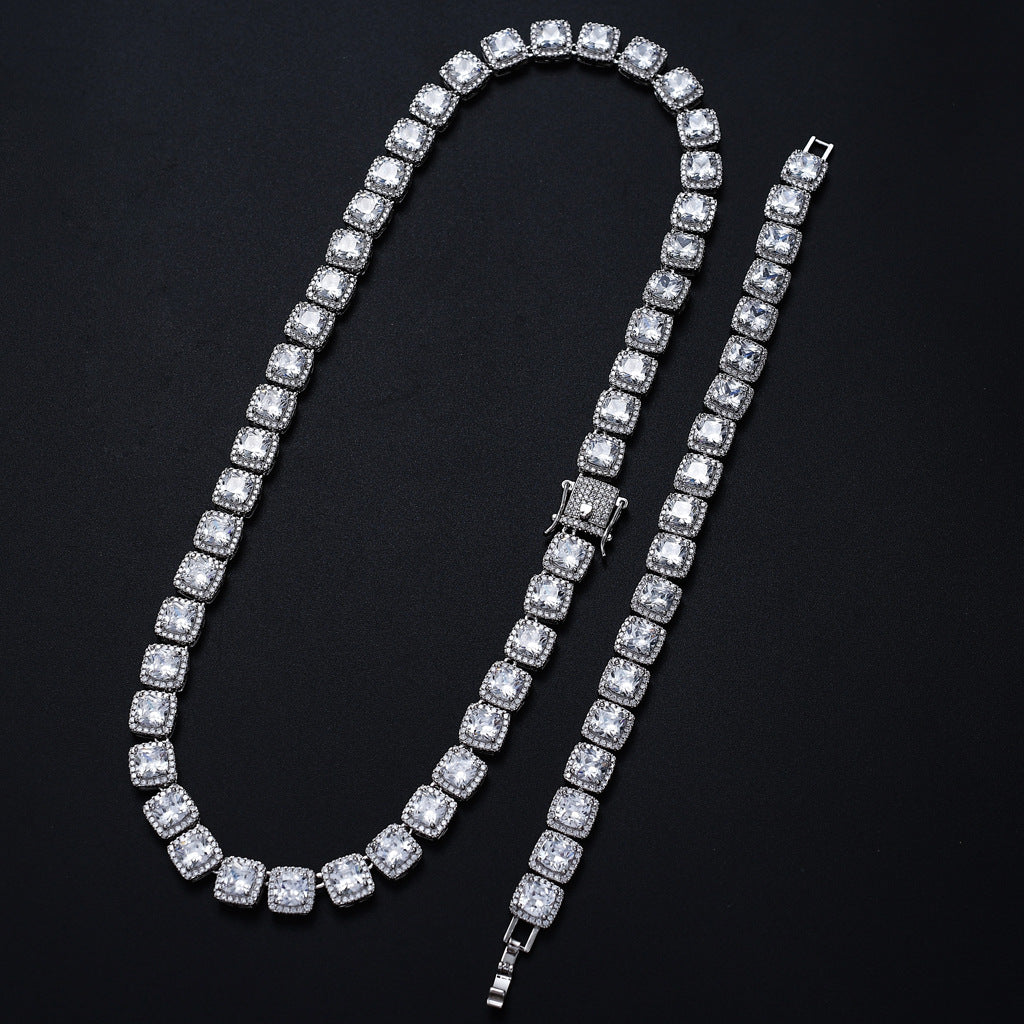 European American Hiphop Tennis Link Chain 10mm Micro Pave Zircon Necklace Men Necklace Personality Fashion Jewelry