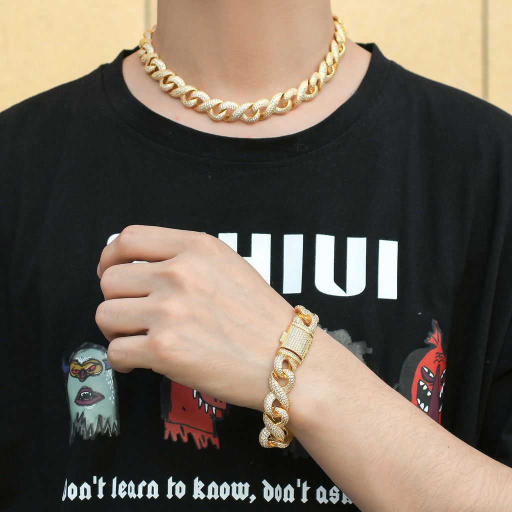 New Arrival 8 Character Infinite Chain Cuban Link Chain Micro Pave Zircon Trendy Hip Hop Necklace Jewelry