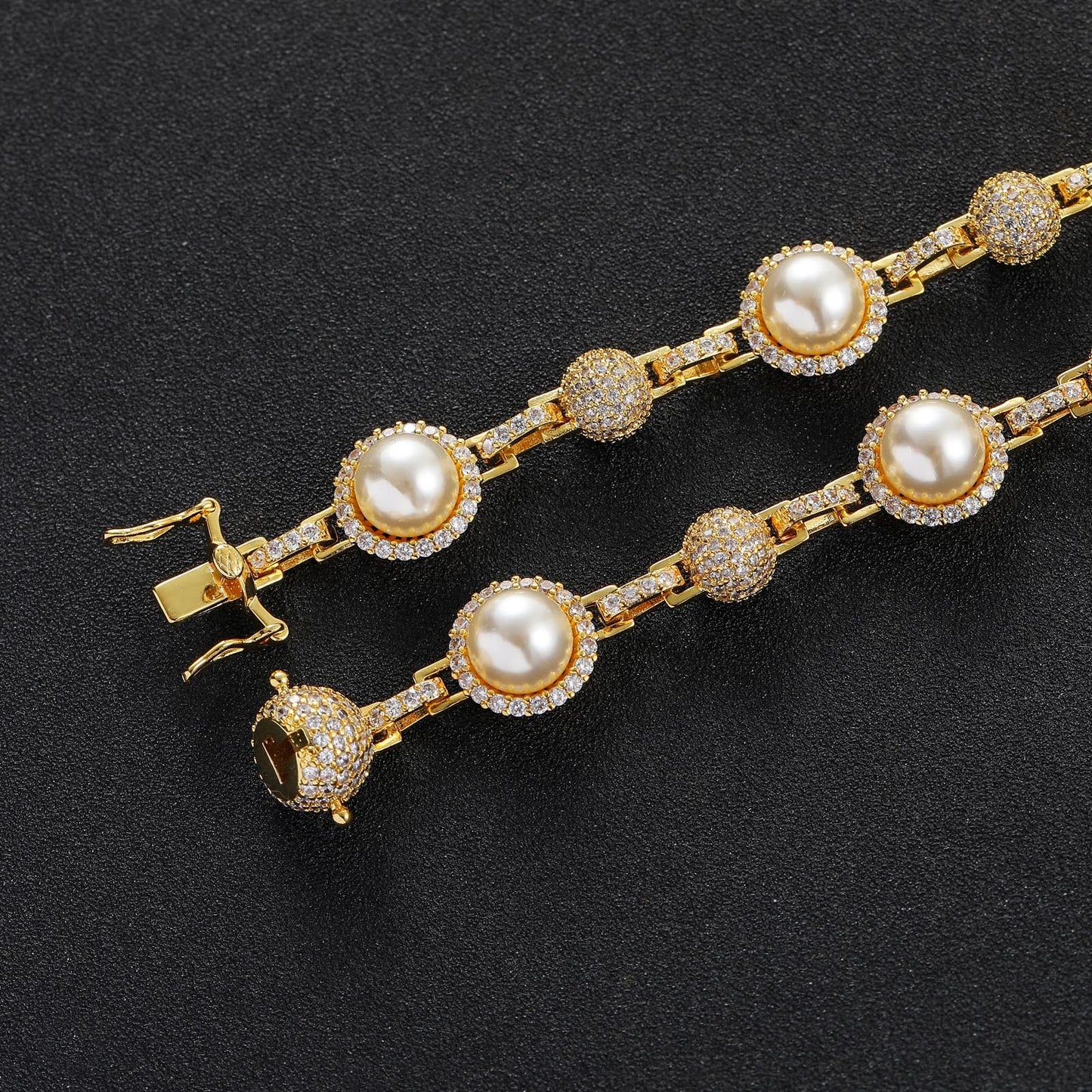 New Arrival Hip Hop Diamond Pearl Necklace Men Fashion Hip Hop Necklace Jewelry