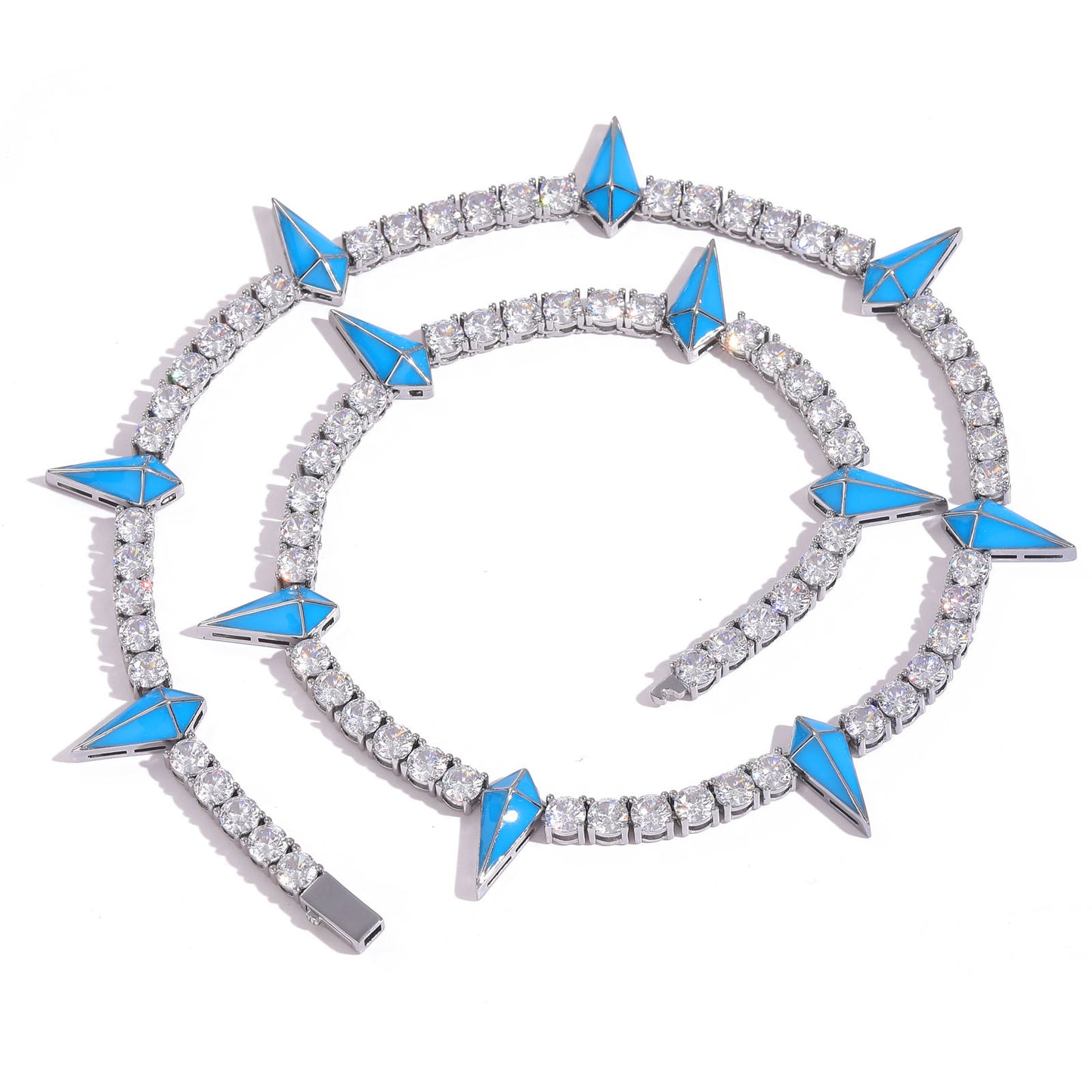 Hip Hop Bling 5mm Brass Plated Gold Zircon Tennis Chain Iced Out Wolf Tooth Cubic Zircon CZ Necklace Jewelry