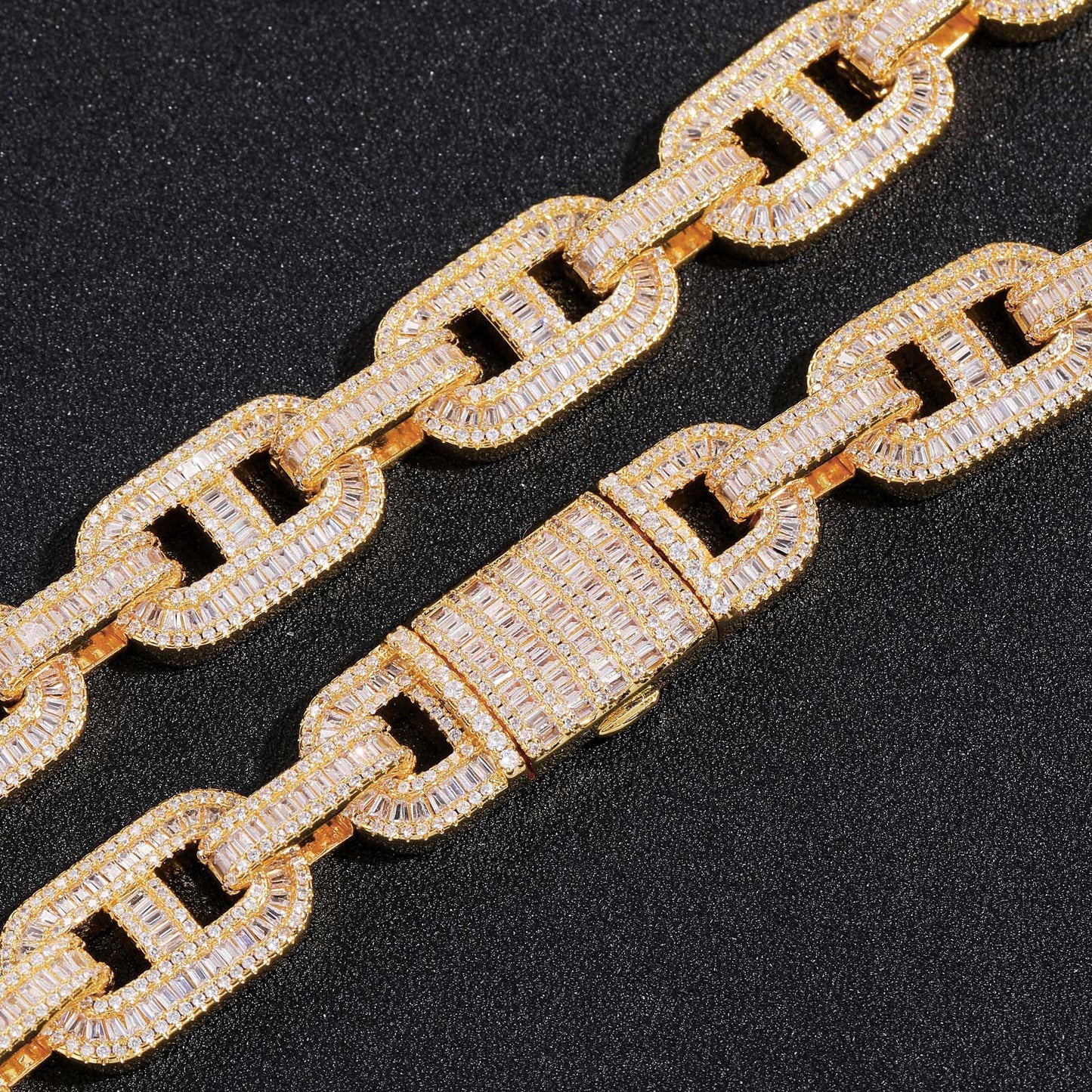 Products Hip Hop Coffee Bean Pig Nose Bracelet 15mmT Cubic Zirconia Clavicle Chain Rap Rapper Men Bracelet Jewelry