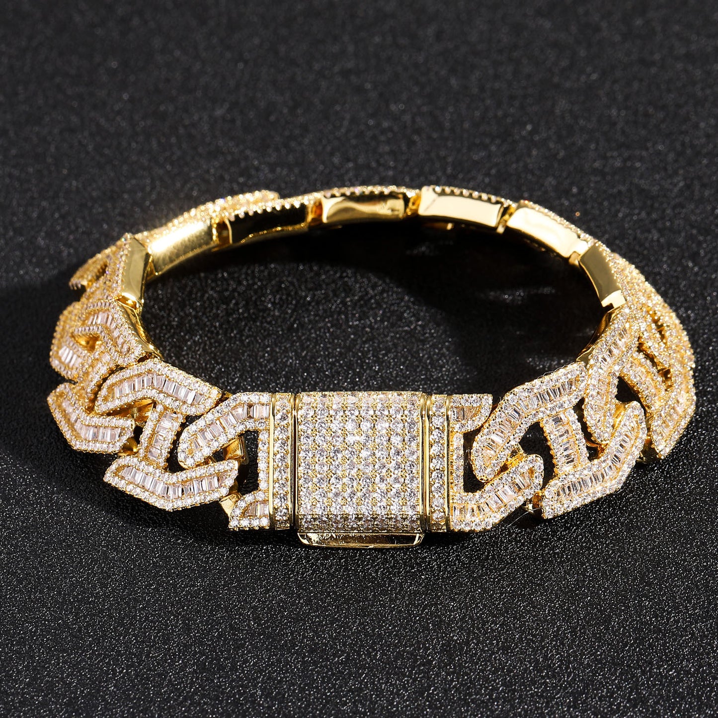 17MM Copper Zircon Wholesale Hip Hop Zircon Cuban Link Chain Gold Men Braceelet 14K Diamond Jewelry Cuban Chain Braceelet