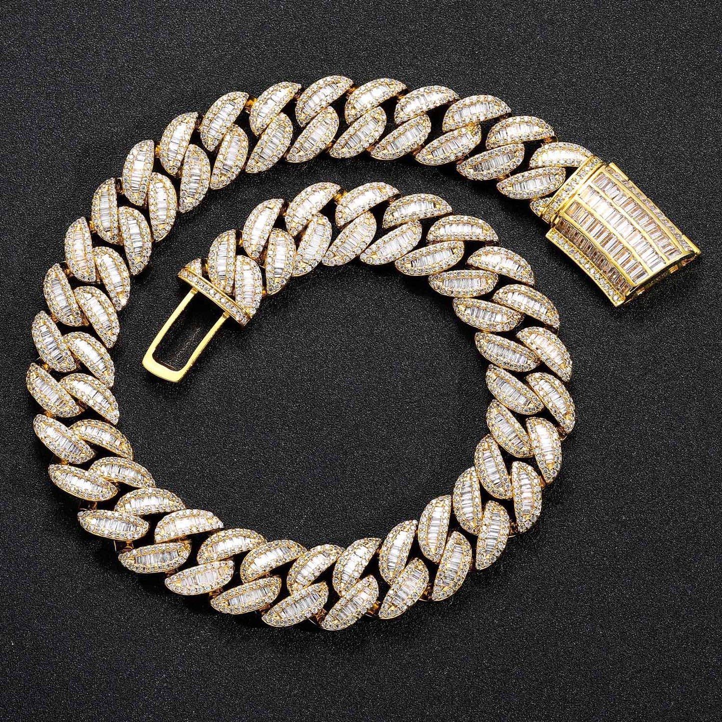 Hip Hop 20MM Box Buckle Miami Heavy Industry Bar Cuban Link Chain Full Zircon Hip Hop Men Necklace Jewelry