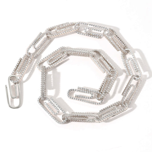 10mm Iced Out CZ Diamond Paperclip Choker Necklace Hiphop Jewelry