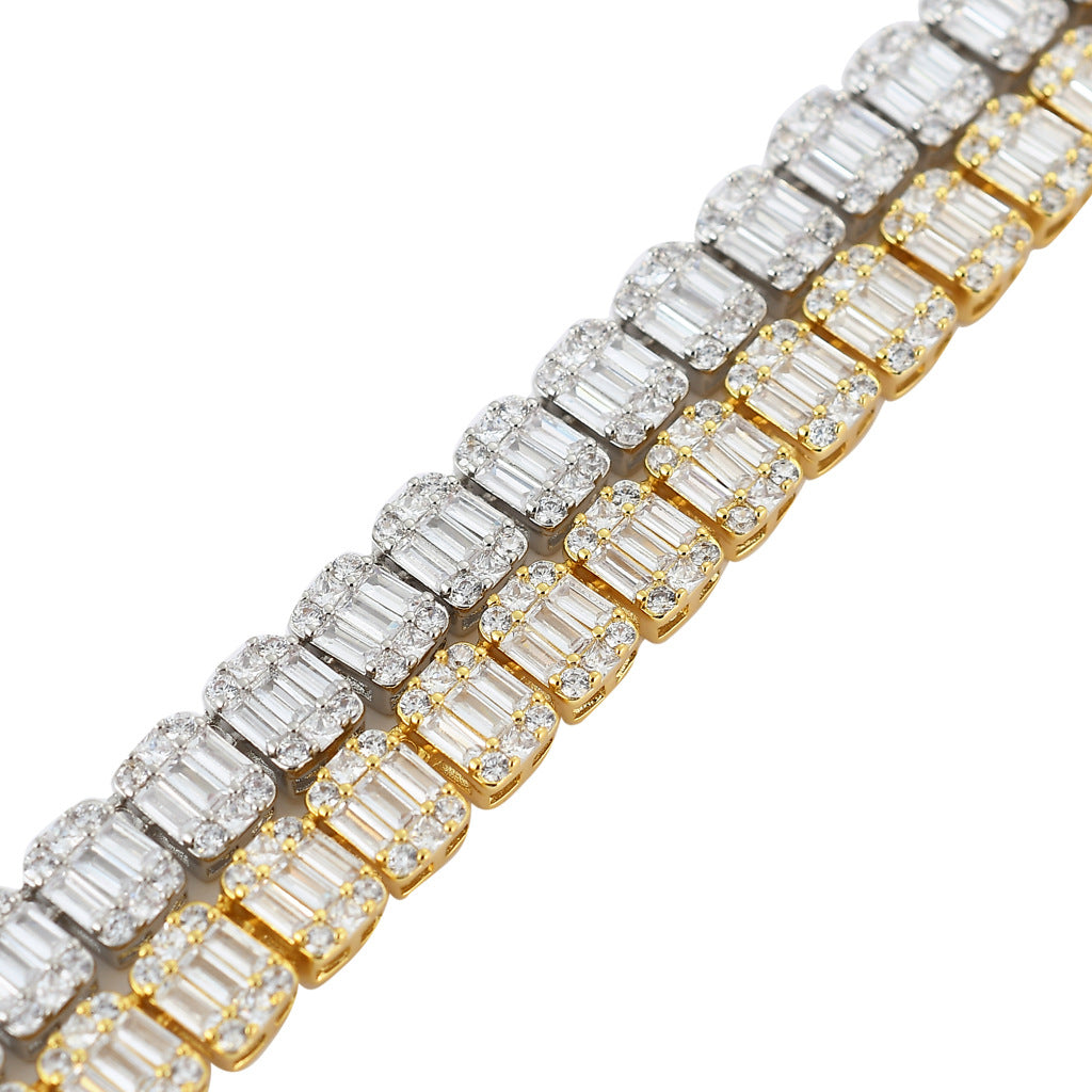 Hip Hop Zirconia Baguette Bracelet Mens Diamond Tennis Bracelet Singers Rappers Bling CZ Bracelets