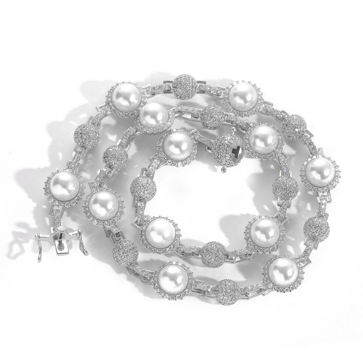 New Arrival Hip Hop Diamond Pearl Necklace Men Fashion Hip Hop Necklace Jewelry