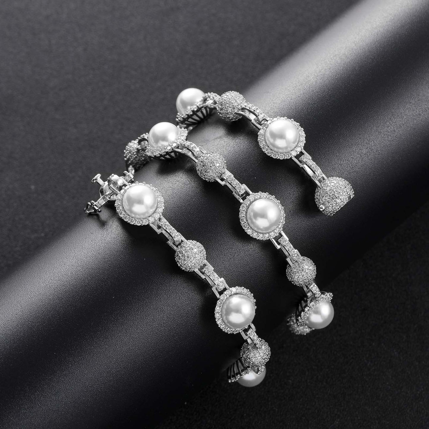 New Arrival Hip Hop Diamond Pearl Necklace Men Fashion Hip Hop Necklace Jewelry