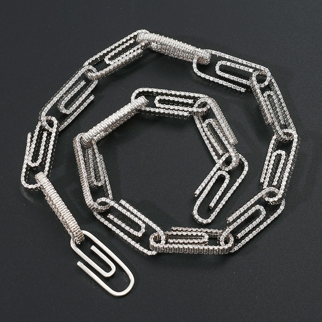 10mm Iced Out CZ Diamond Paperclip Choker Necklace Hiphop Jewelry