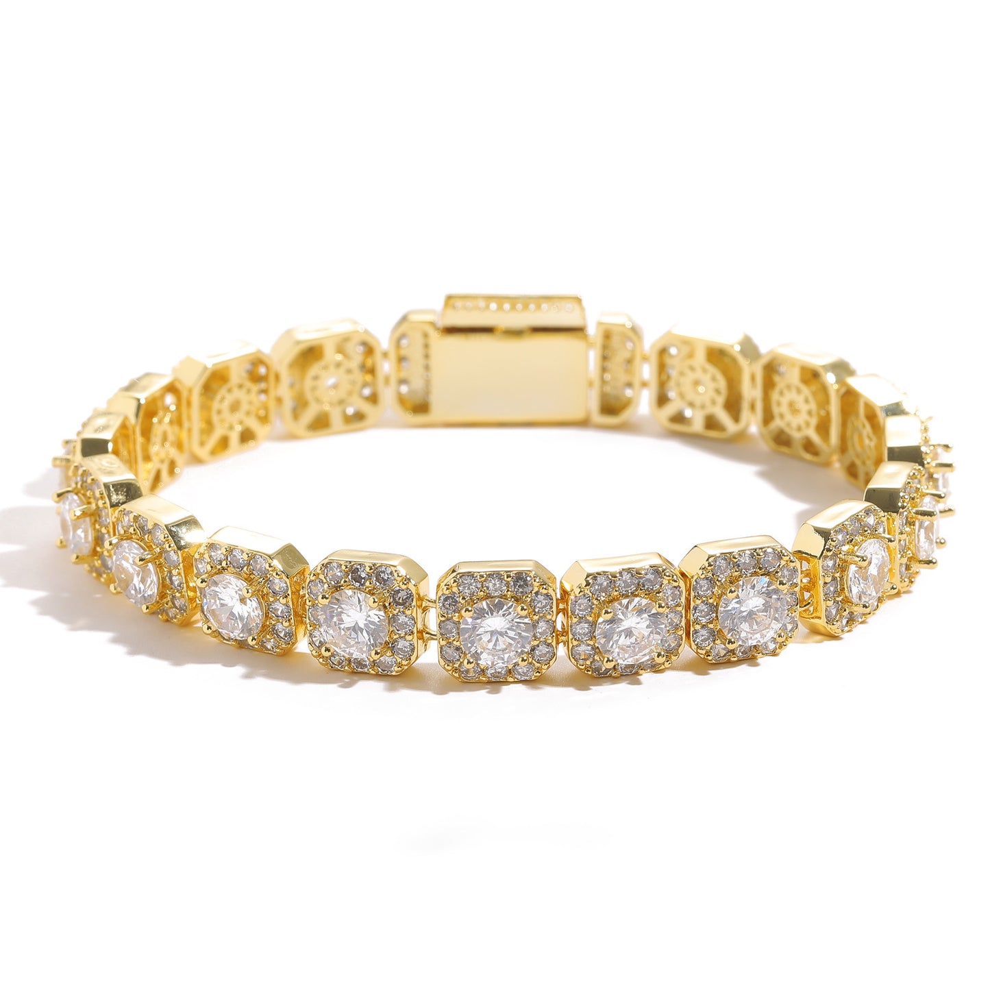 European American Hip Hop Bracelet 10mm Wide Rock Sugar Tennis Link Chain Micro Pave Full Zircon Flip Trend Men Bracelet Jewelry