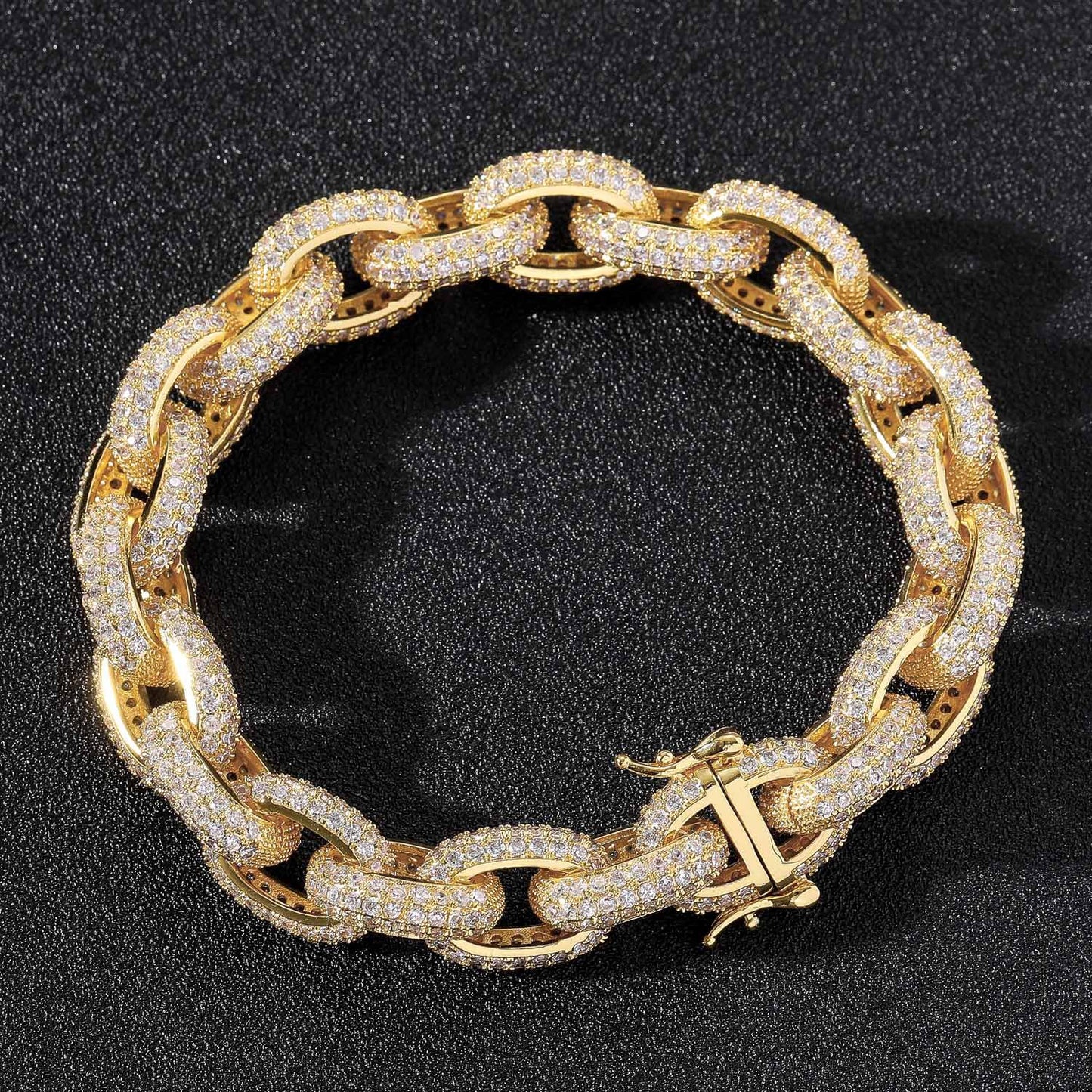 Products Hip Hop Bracelet O-Chain 13mm Micro Paved Zircon Cross Chain Men Jewelry