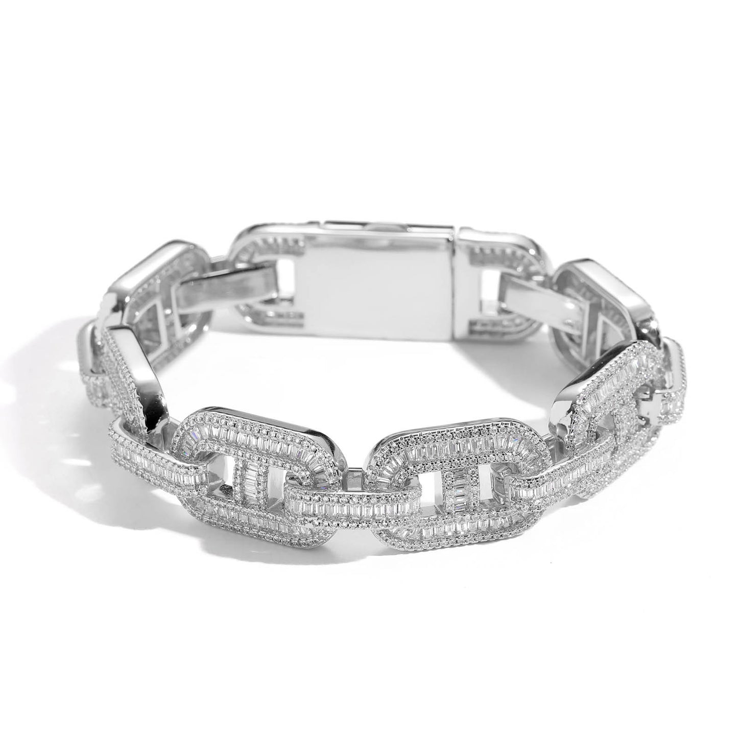 Products Hip Hop Coffee Bean Pig Nose Bracelet 15mmT Cubic Zirconia Clavicle Chain Rap Rapper Men Bracelet Jewelry