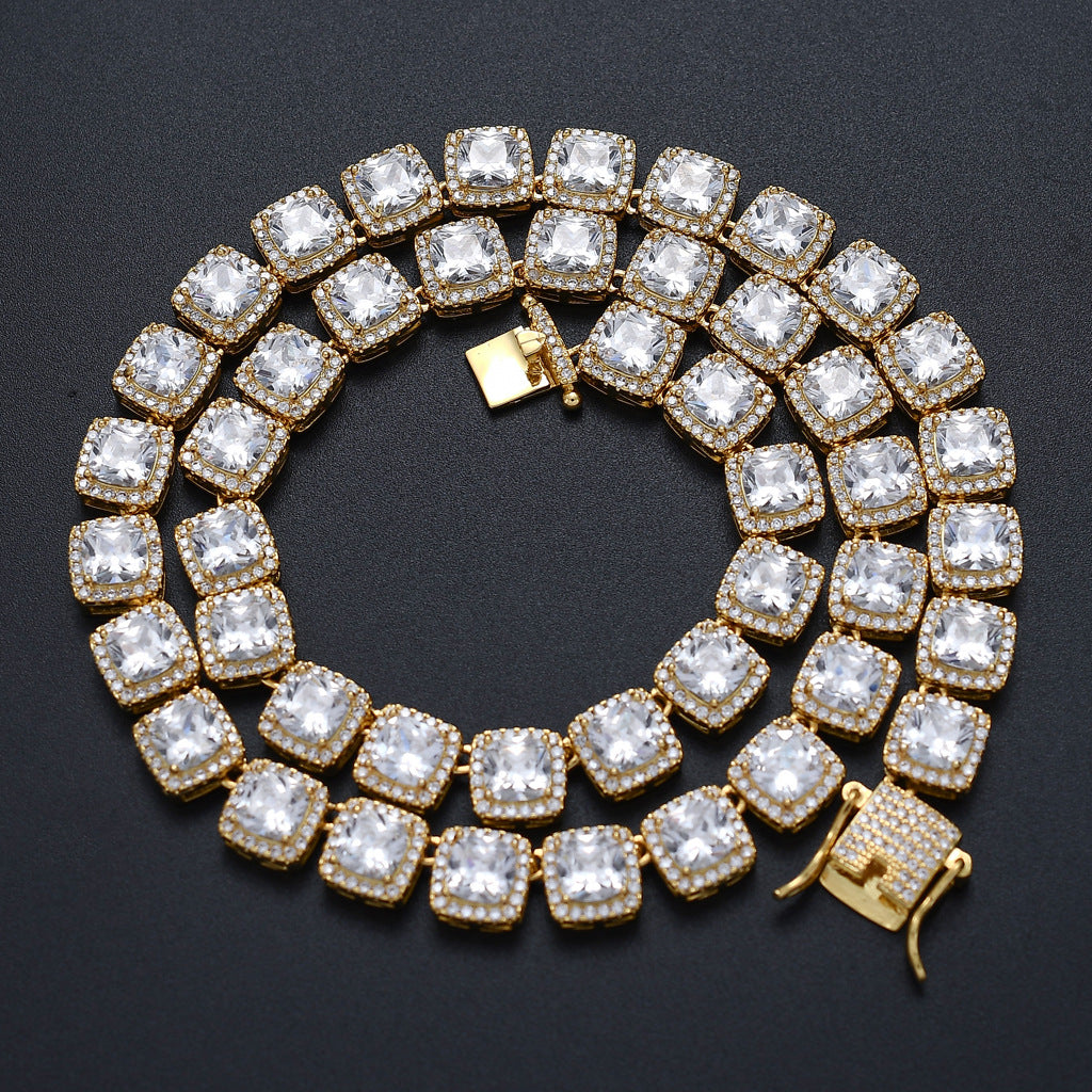 European American Hiphop Tennis Link Chain 10mm Micro Pave Zircon Necklace Men Necklace Personality Fashion Jewelry