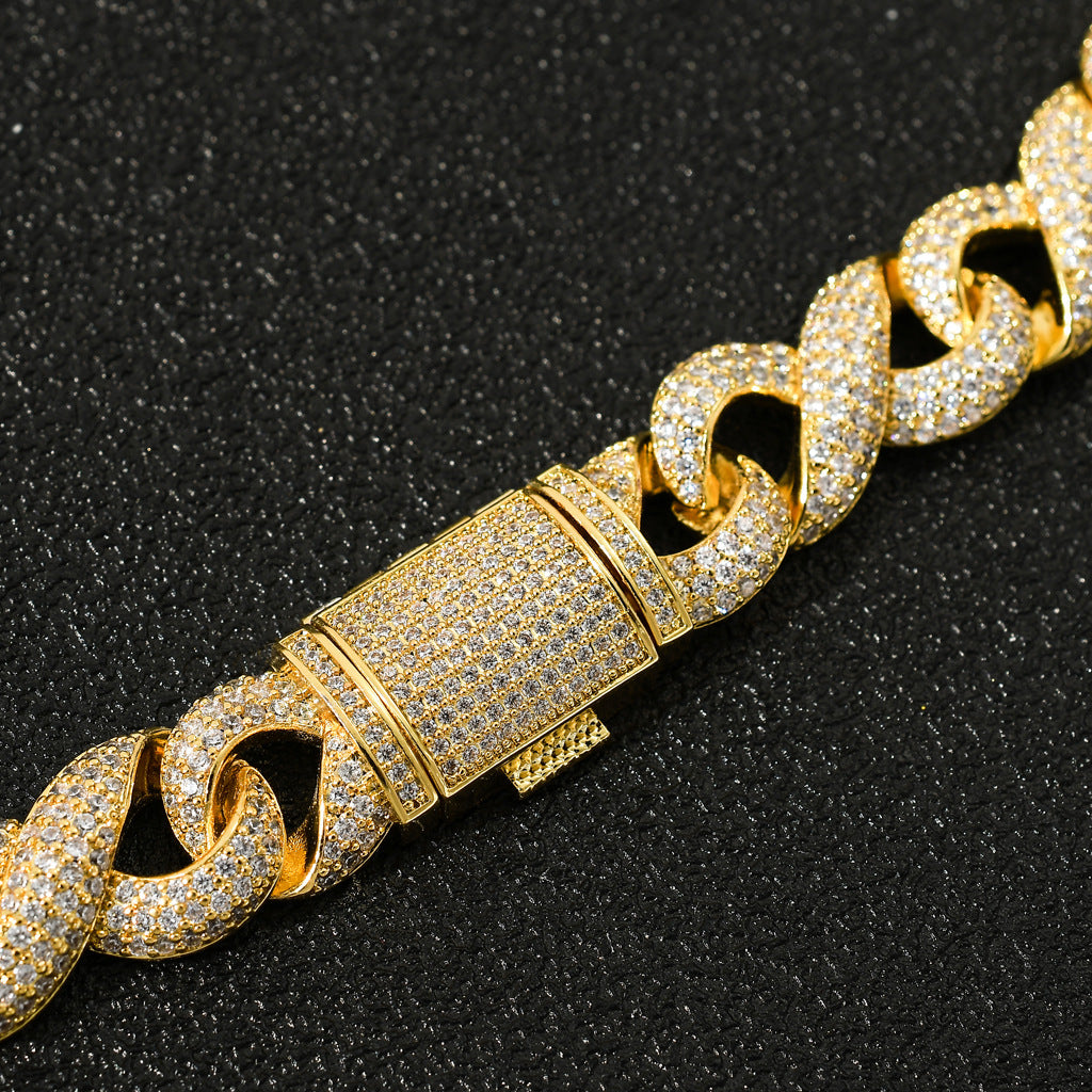 New Arrival 8 Character Infinite Chain Cuban Link Chain Micro Pave Zircon Trendy Hip Hop Necklace Jewelry