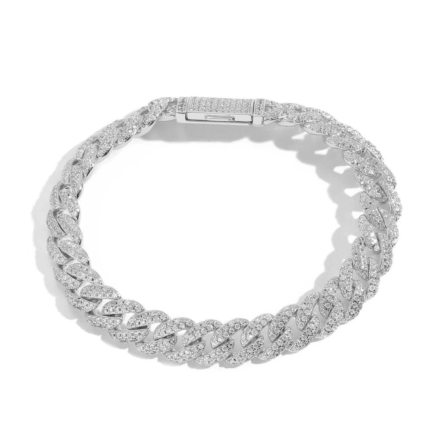 European American Bracelet 10mm Double Row Zircon Cuban Link Chain Men Bracelet Personality Hip Hop Fashion Bracelet Jewelry