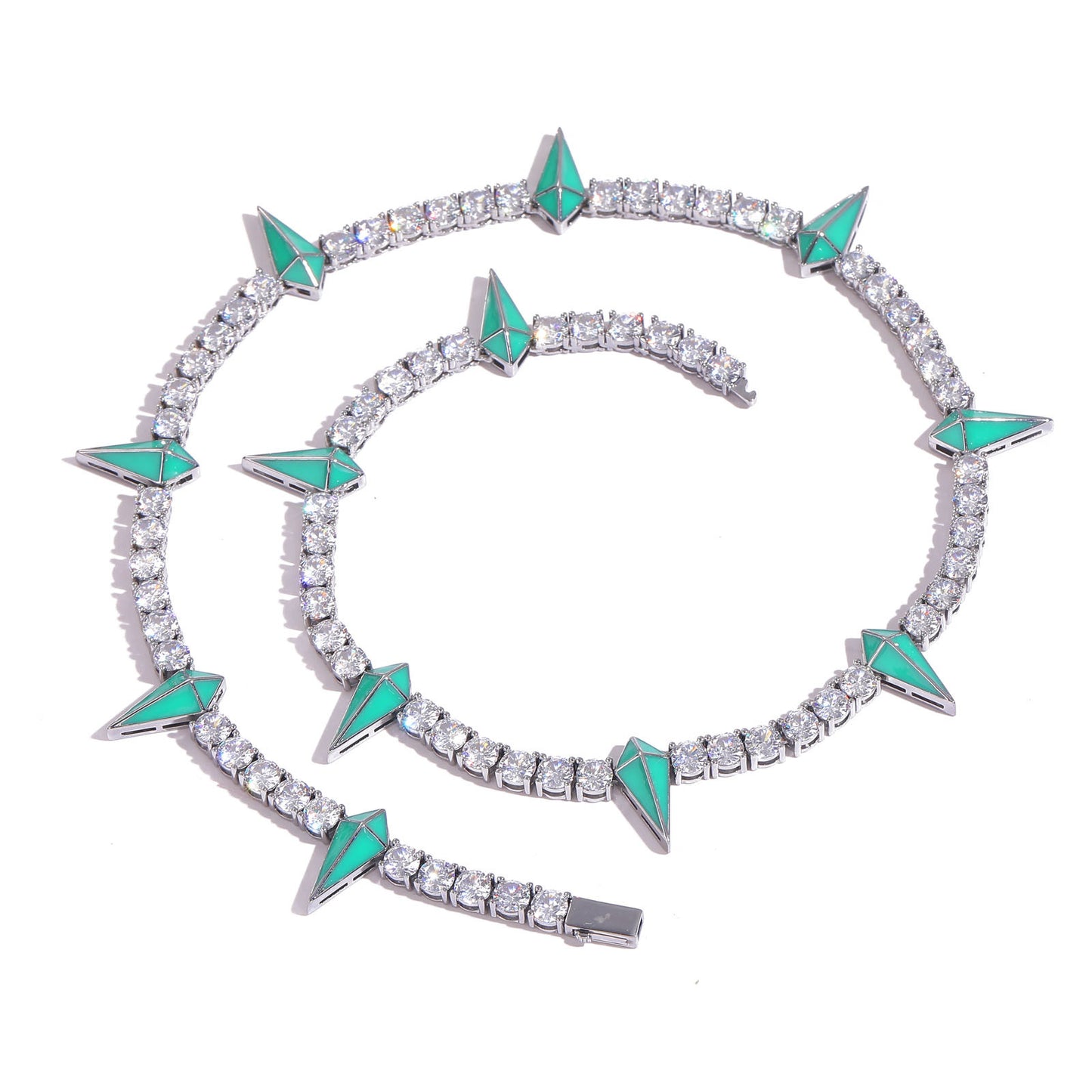 Hip Hop Bling 5mm Brass Plated Gold Zircon Tennis Chain Iced Out Wolf Tooth Cubic Zircon CZ Necklace Jewelry