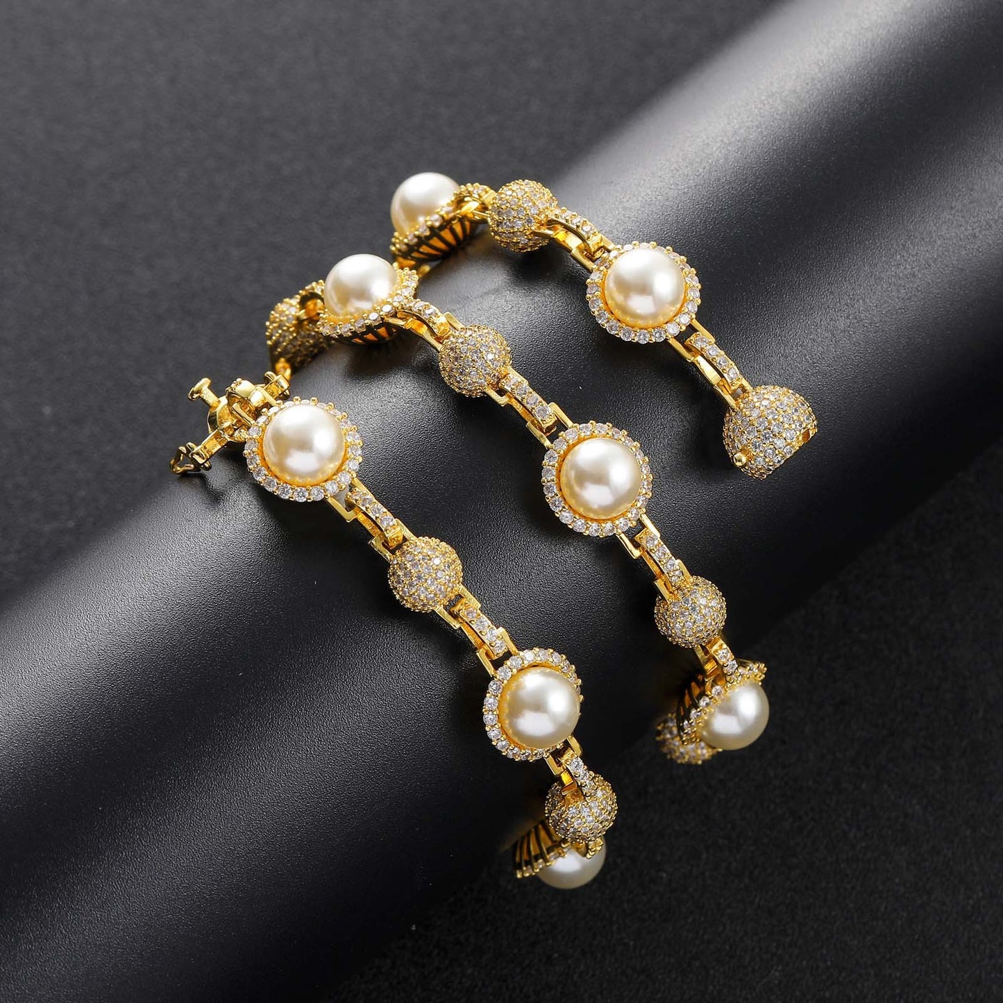 New Arrival Hip Hop Diamond Pearl Necklace Men Fashion Hip Hop Necklace Jewelry