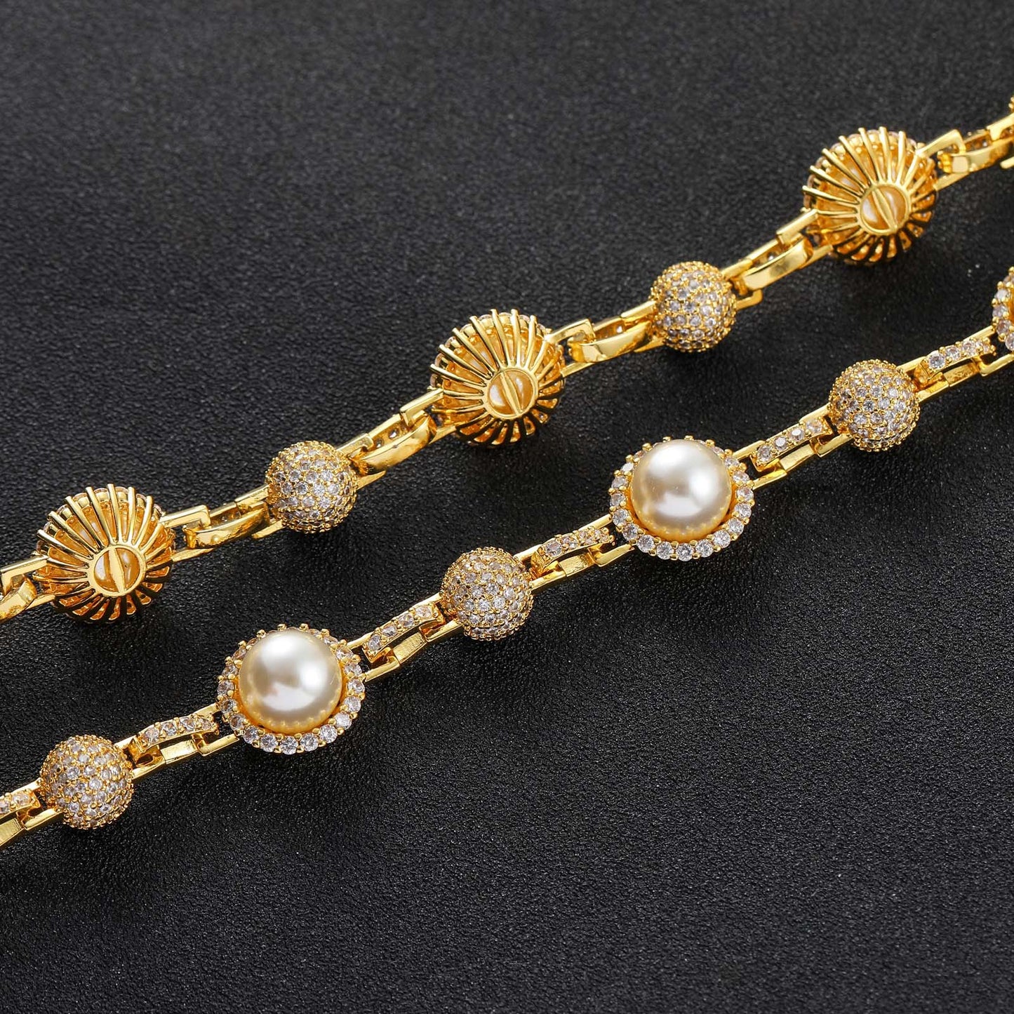 New Arrival Hip Hop Diamond Pearl Necklace Men Fashion Hip Hop Necklace Jewelry