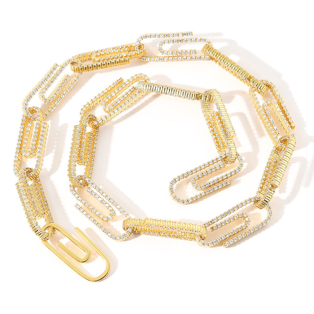 10mm Iced Out CZ Diamond Paperclip Choker Necklace Hiphop Jewelry